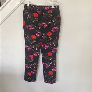 Floral Print Pants with Red and Pink Accents